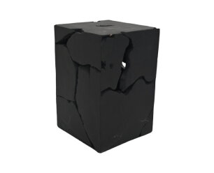 Decoratief krukje vierkant - 30x30x45 - zwart - Teak