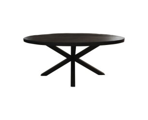 Ovale eettafel - 180x100x77 cm - Zwart - Gerecycled mangohout/metaal