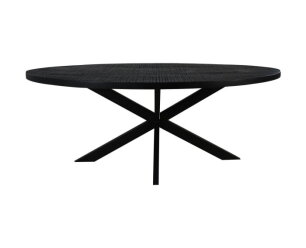 Ovale eettafel Melbourne - 200x100x76 -  zwart - mangohout/ijzer
