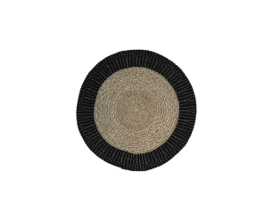 Vloerkleed Malibu - ø120 cm - raffia/zeegras - naturel/zwart